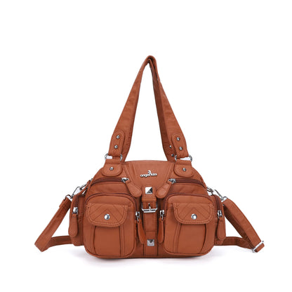 Damen-Schultertasche aus PU-Leder in kompakter Bauweise mit Angenehmer Haptik und Mehrfachfächern