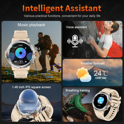 LIGE 1,46 "LED Taschenlampe Smart Uhr Männer 100 + Sport Fitness Tracker Gesundheit Monitor Bluetooth Anruf Smartwatch Für Android IOS