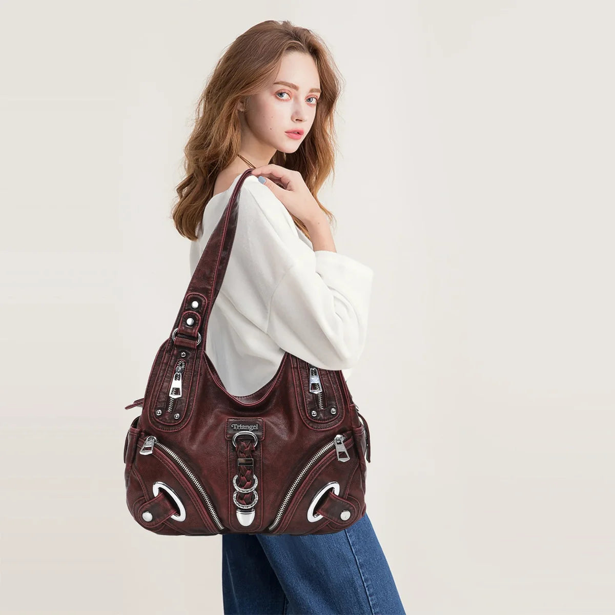 Damen-Schultertasche mit Leopardenmuster und Top-Handle Tragegriff für Alltag und Freizeit Vielseitig