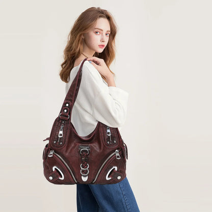 Damen-Schultertasche mit Leopardenmuster und Top-Handle Tragegriff für Alltag und Freizeit Vielseitig