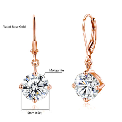 Damen-Moissanite-Tropfenohrringe aus Sterlingsilber mit Gelbgold-Beschichtung, 2,4 ct, Zertifikat