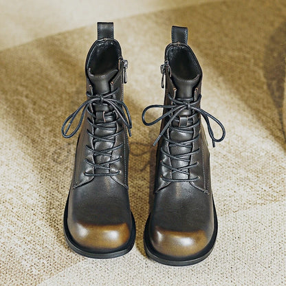 Damen Stiefeletten im Retro-Stil mit rutschfester Sohle und niedrigem Absatz
