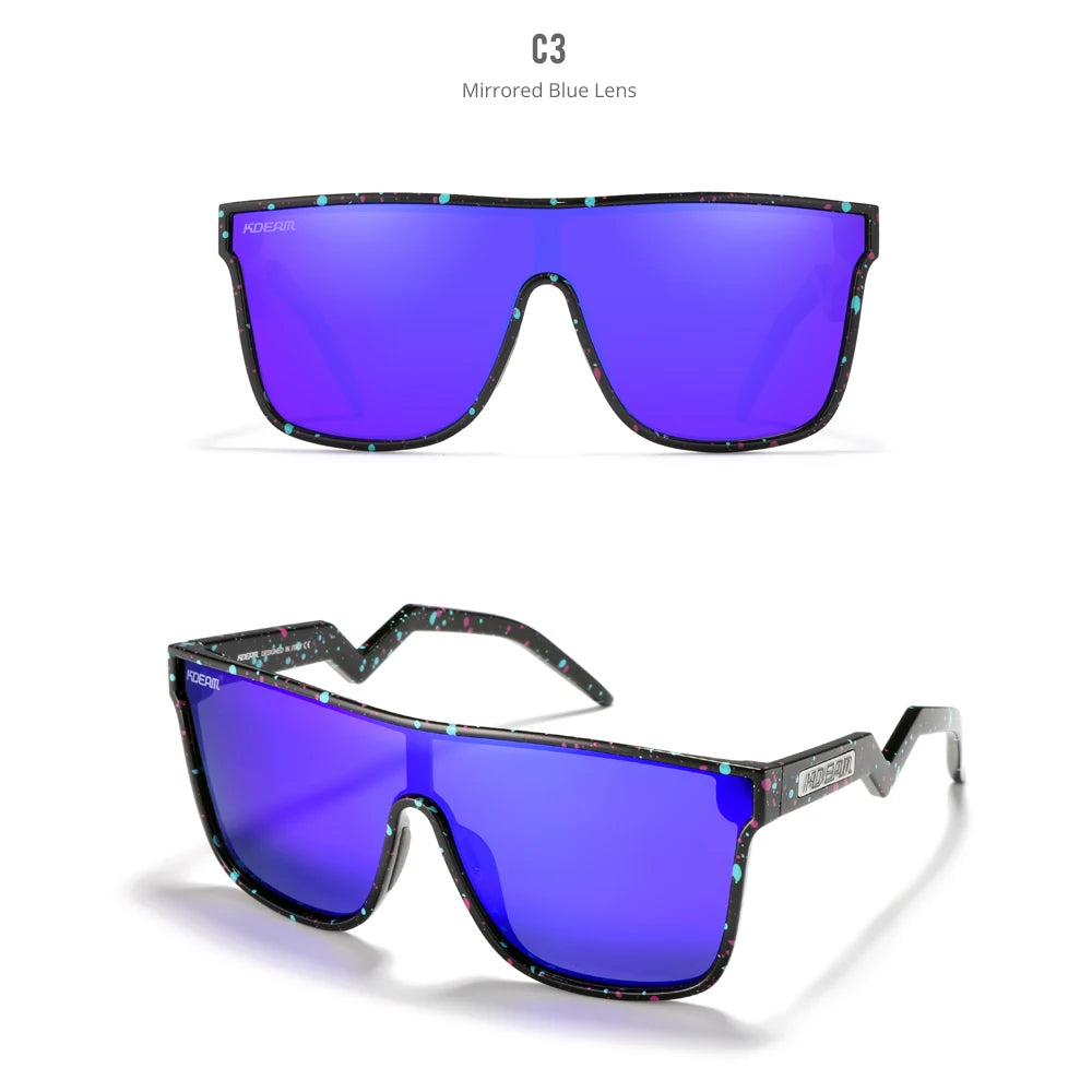 Sonnenbrille Einteiler übergroß polarisiert gebogene Gläser Herren