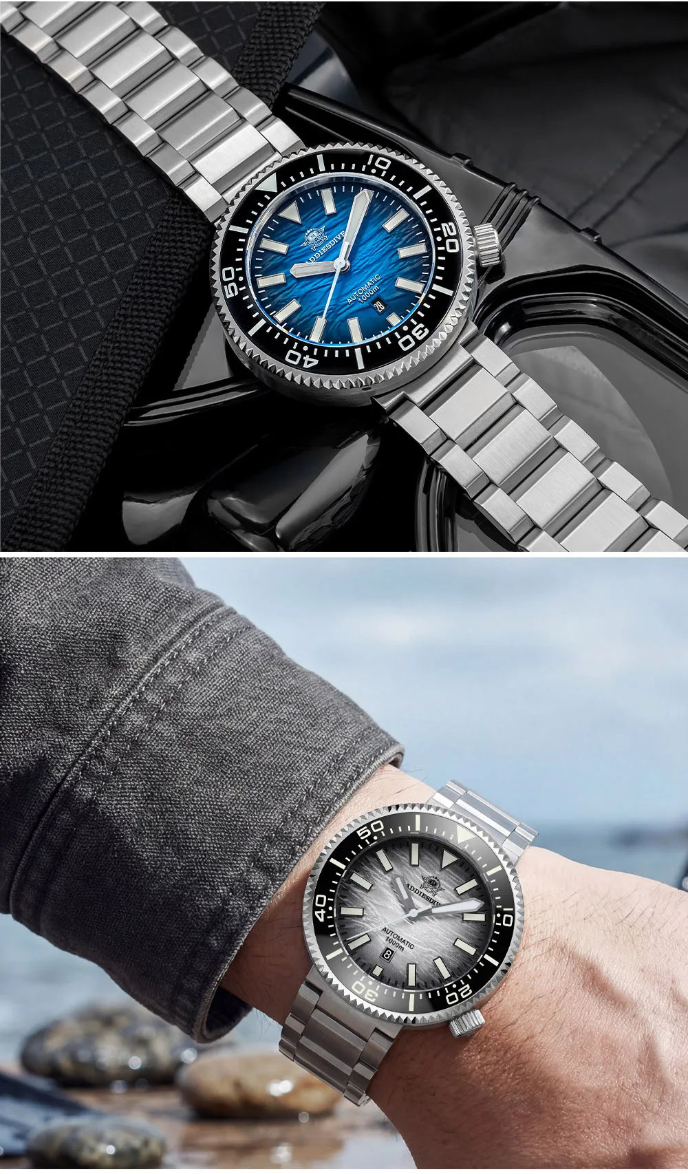 Herren Profi-Taucheruhr Automatik Saphirglas 3D-Zifferblatt 1000m Ultra Leuchtzeiger