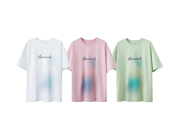 Damen Sommer T-Shirt mit lockerer Passform und buntem Farbverlauf