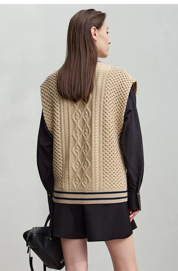 Damen-Halbrollkragen-Pullover ärmellos Weste Wolle-Mix Herbst