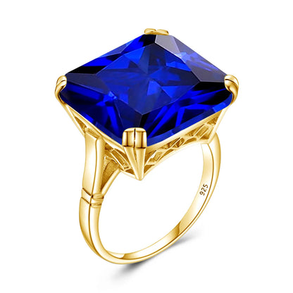 Damen-Ring aus Silber 925 mit Großem Quadratischem Citrin-Stein im Signet-Stil für Hochzeit und Festliche Anlässe