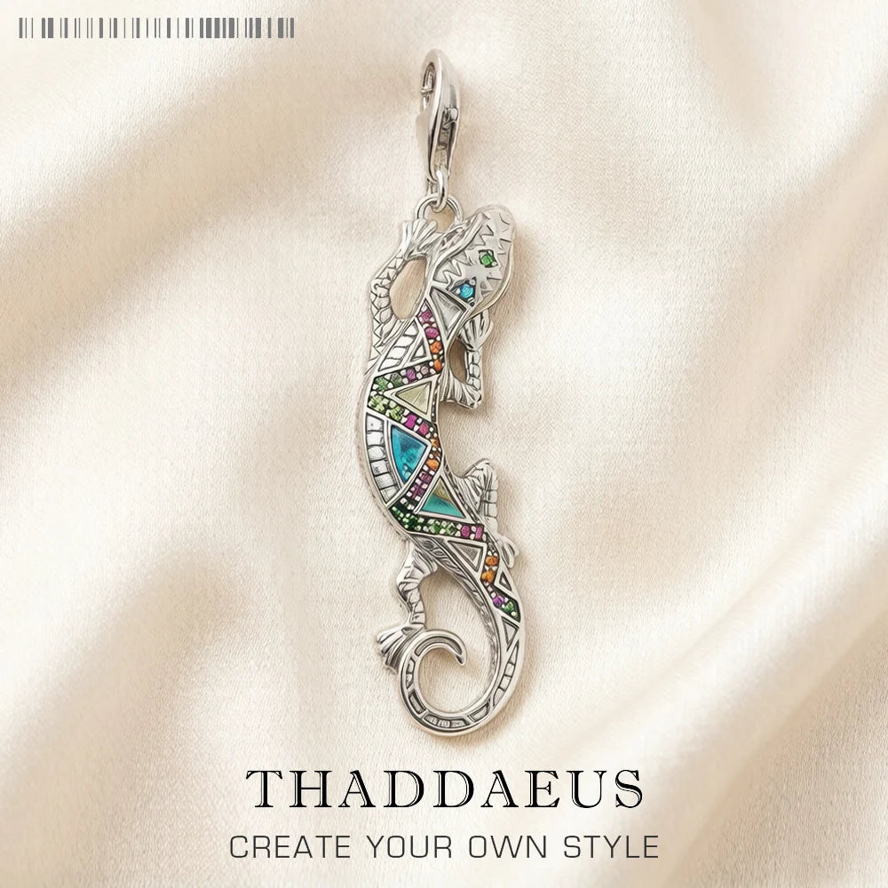 Damen-Charm Eidechse mit Türkis aus Sterlingsilber