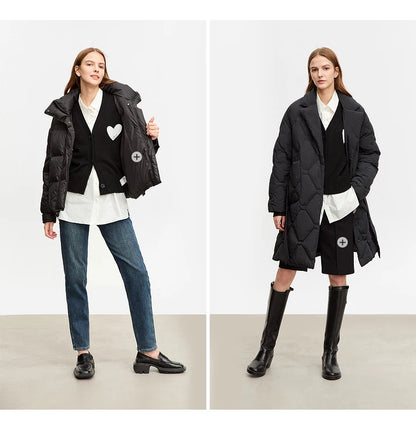 Damen-Strickjacke V-Ausschnitt Wollstickerei locker romantisch Winter