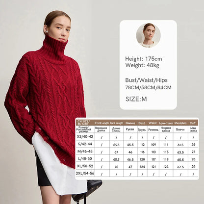 Damen-Rollkragenpullover Acryl locker warm Retro Winter