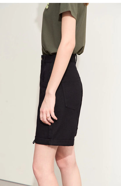 Minimalismus Baumwoll Jeans – Vintage Retro Fashion Shorts für Frauen