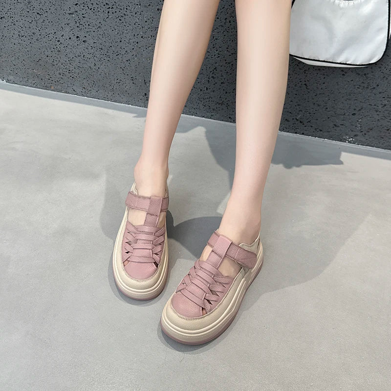 AIYUQI 2025, neue frauen turnschuhe schuhe Sommer dicken sohlen hohl frauen sandalen Große-größe casual schwein käfig weibliche schuhe
