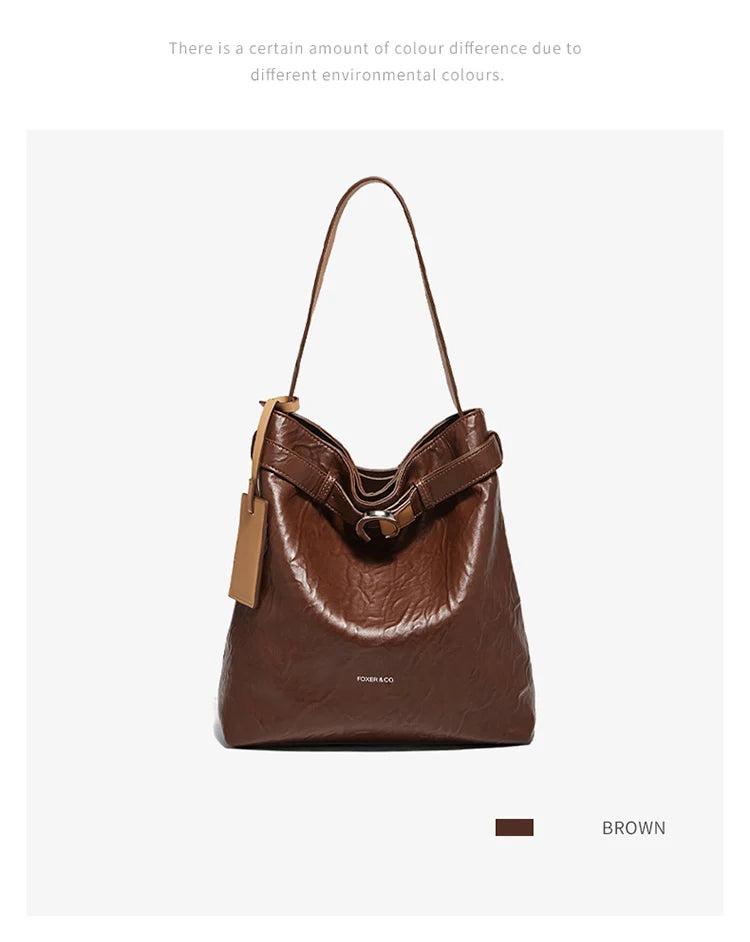 Damen Schultertasche Vintage Split-Leder mit großer Kapazität