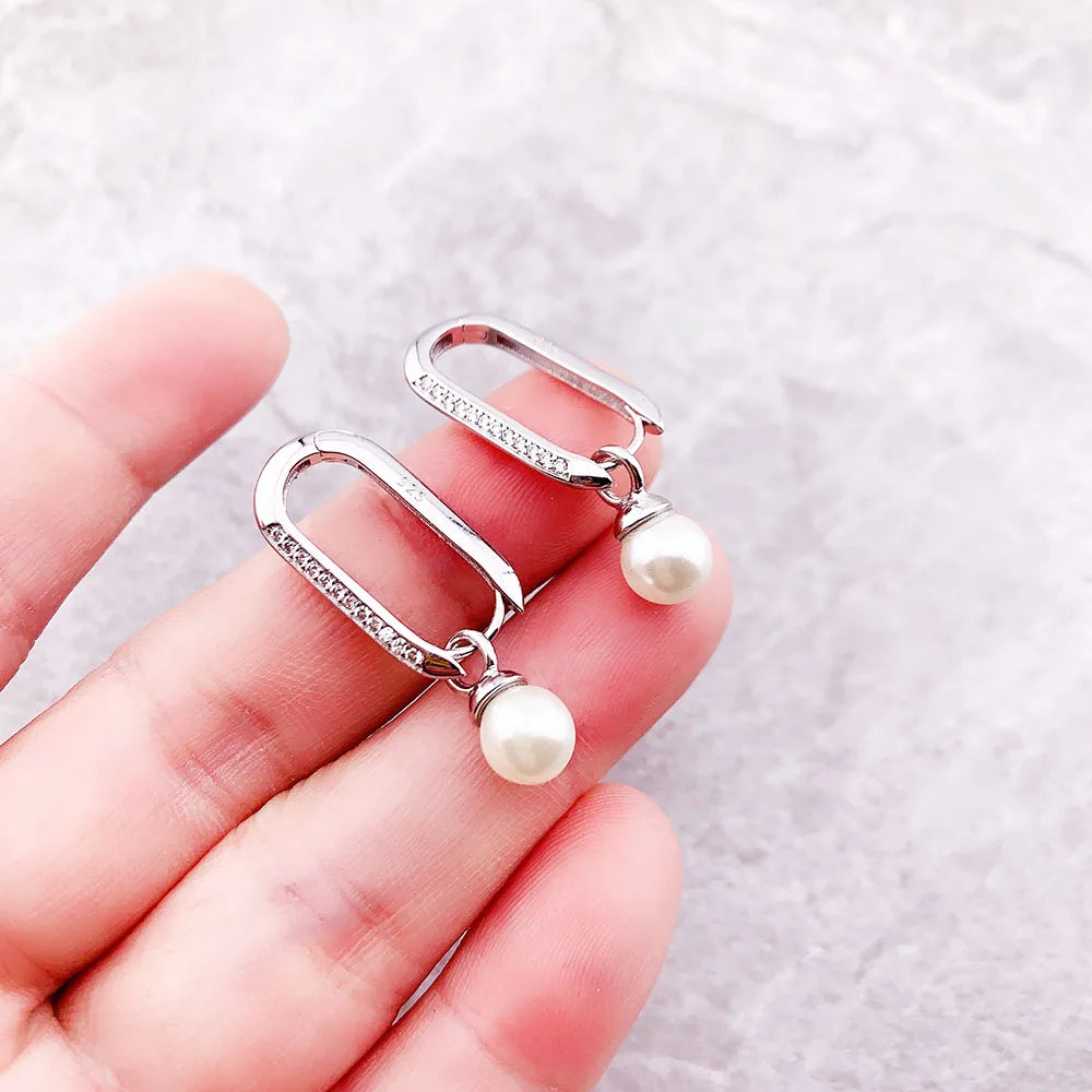 Damen-Creolen Glieder Perlen romantisch 925 Sterlingsilber