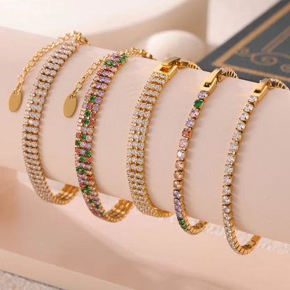 Damen-Kettenarmband mit Zirkonia und Regenbogenkristall