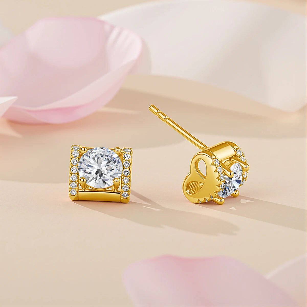 Damen-Ohrstecker Moissanit 1,0 ct aus 14k Gelbgold Zertifiziert Luxus-Ohrringe für Hochzeit und Geburtstag