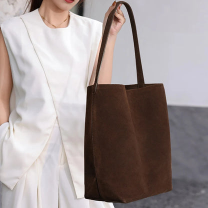 Damen Bucket-Tasche Aus Kaffee-Nubukleder | Schultertasche