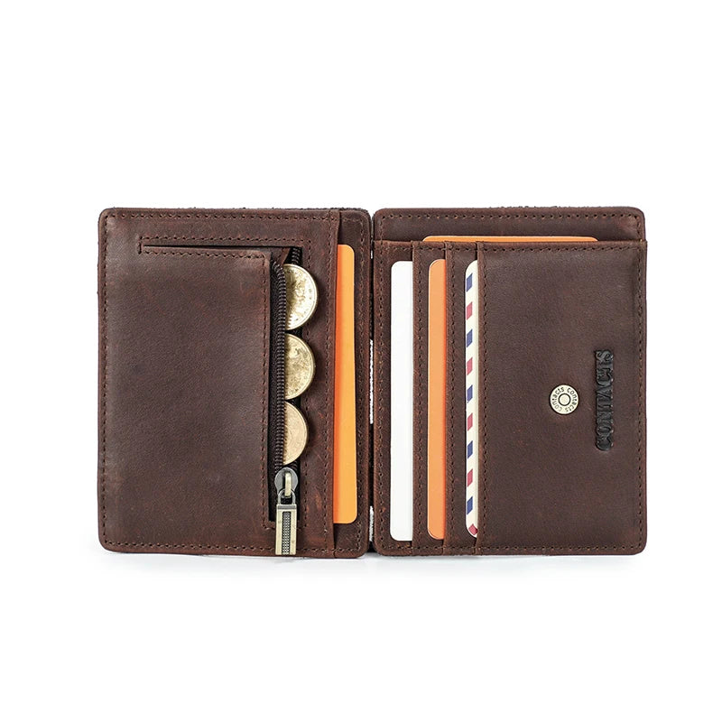 Herren Echtleder Geldbörse Slim RFID Kartenhalter Geldclip ultra dünn Mini Geschenk