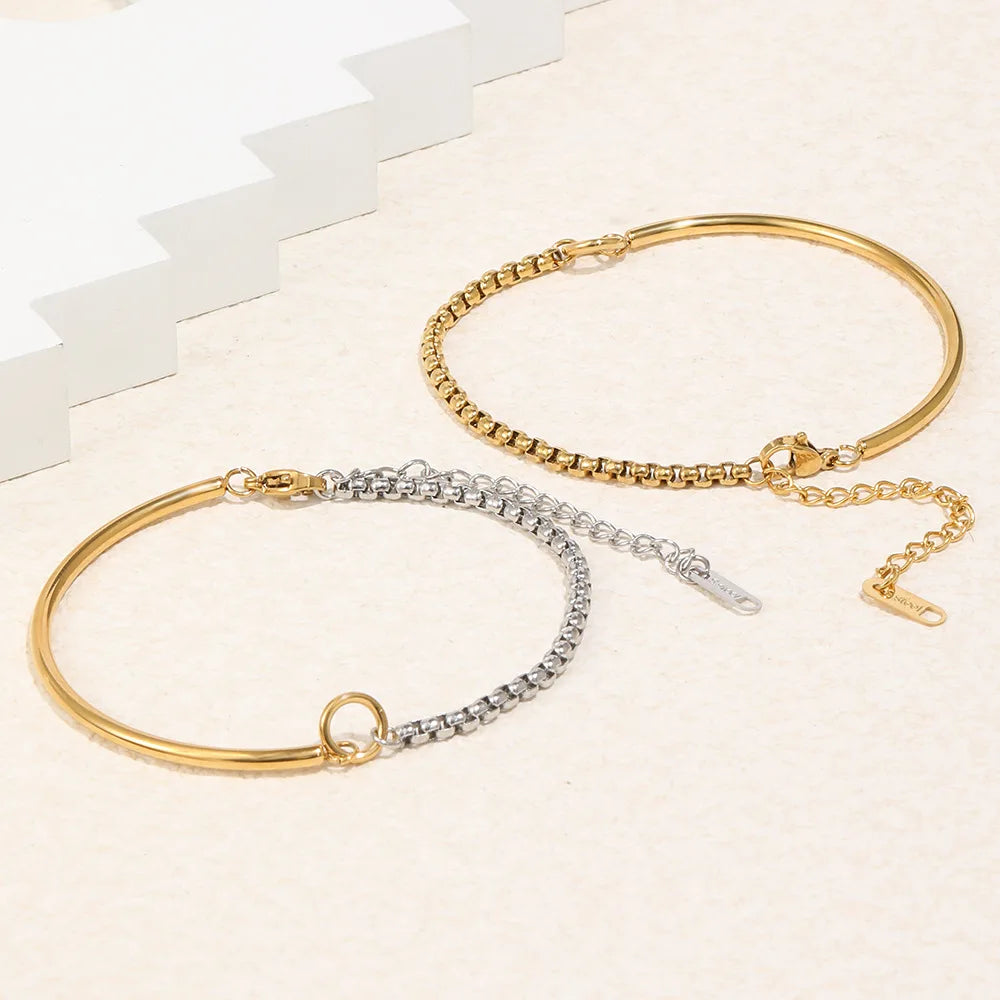 Damen-Armband mit Kastenkette und Stabglieder aus Edelstahl