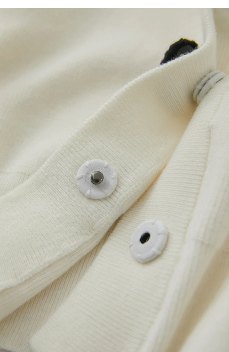 Damen-Strickjacke V-Ausschnitt Stickerei locker Langarm Herbst