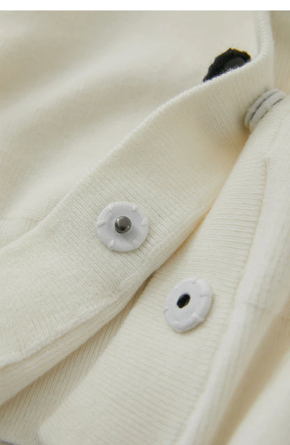 Damen-Strickjacke V-Ausschnitt Stickerei locker Langarm Herbst