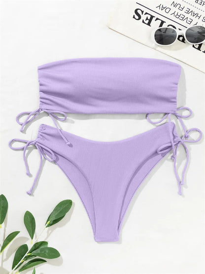 Gestreifter Sexy Bikini für Damen – Zweiteiliges Badeanzug-Set für Strand und Pool