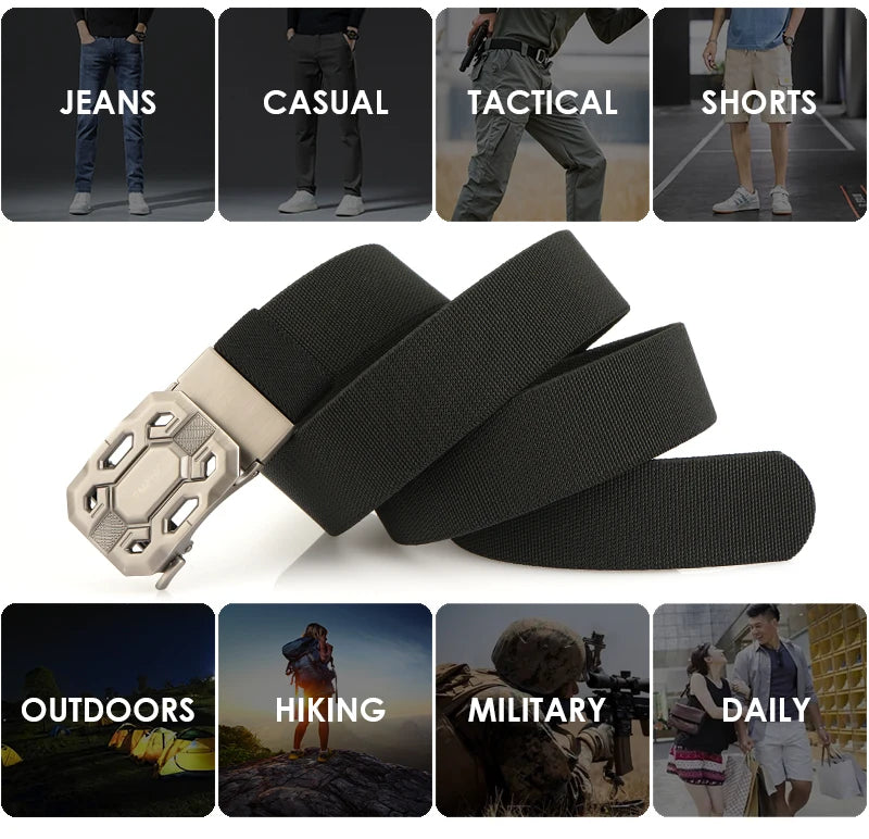 Herren-Gürtel Elastisch aus Nylon mit Metall-Schnalle für Alltag und Outdoor-Einsatz