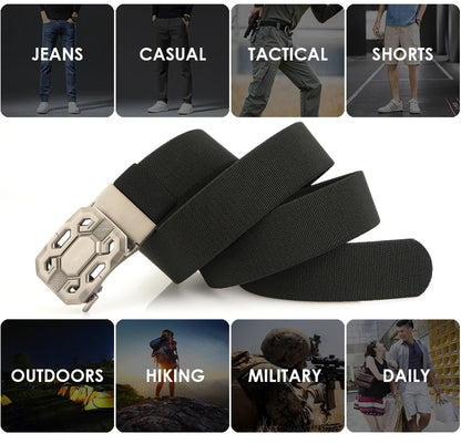 Herren-Gürtel Elastisch aus Nylon mit Metall-Schnalle für Alltag und Outdoor-Einsatz