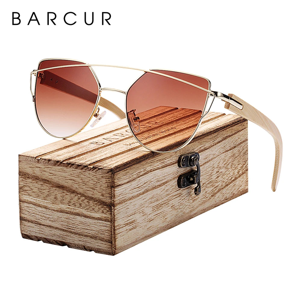 Damen-Sonnenbrille Holz Katzenauge polarisiert Luxus Geschenkbox