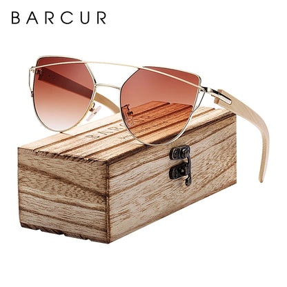 Damen-Sonnenbrille Holz Katzenauge polarisiert Luxus Geschenkbox