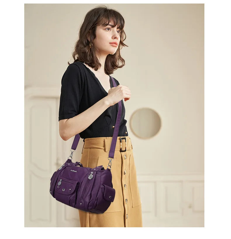 Damen-Schultertasche Aus PU-Leder Mit Reißverschluss Und Innenfach Für Alltag Und Freizeit