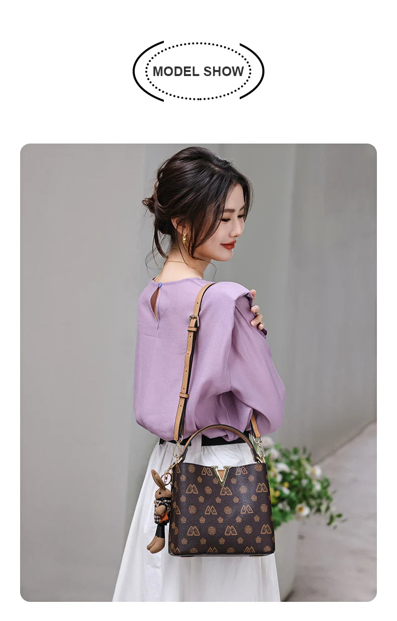 Damen Handtasche im Retro-Stil mit kleinem Bucket Bag