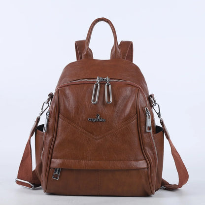 Damen-Schulrucksack Mit Mehrfachfächern Und Einfarbigem Design Für Schule Und Freizeit