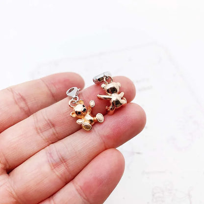 Teddybär-Charm-Anhänger aus 925er Sterlingsilber, roségold, mit Ösen und Pfoten
