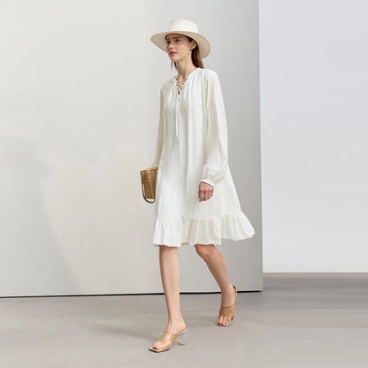 Elegantes Damen Midi Kleid Mit V-Ausschnitt Und Viskose
