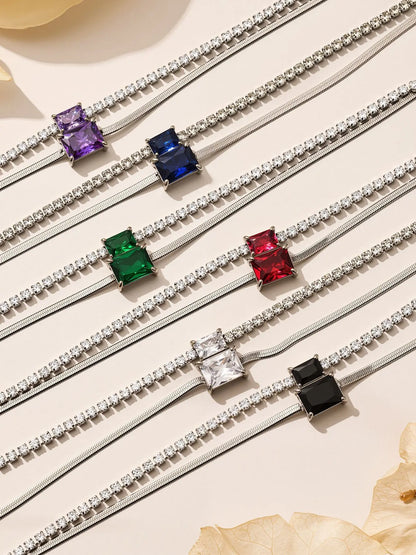Damen-Armband Baguette-Zirkonia Doppelschicht