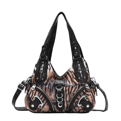 Damen-Schultertasche mit Leopardenmuster und Top-Handle Tragegriff für Alltag und Freizeit Vielseitig