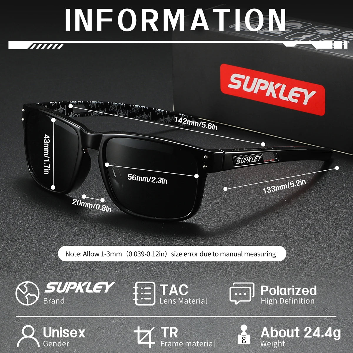 Sonnenbrille Sport quadratisch UV400 polarisiert winddicht Herren
