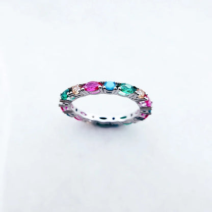 Damen-Ring bunte Steine königlich Bohemia aus Sterlingsilber