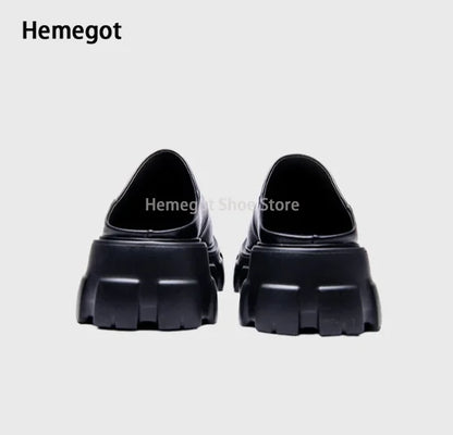 Black Round Toe Men's Business Formal Leather Shoes Spring and Summer New Genuine Leather Large Size Men's Slippers