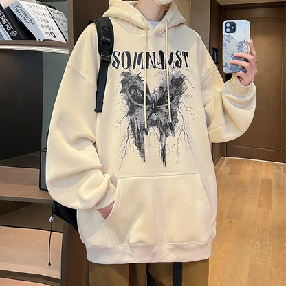 Herren Sweatshirt mit Gothic Schmetterling Grafik und Kapuze im Y2K Stil