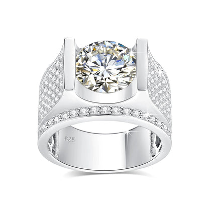 Herren-Ring Moissanit Silber 925 mit Zertifikat 10 mm Stein Alltag und Festlichkeiten hochwertig