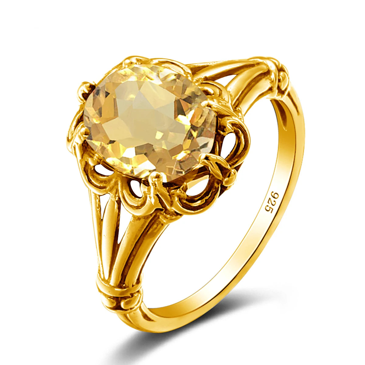 Damen-Ring aus Gelbgold mit ovalem Mystic Topas 8x10mm handgefertigt Schmuckgeschenk