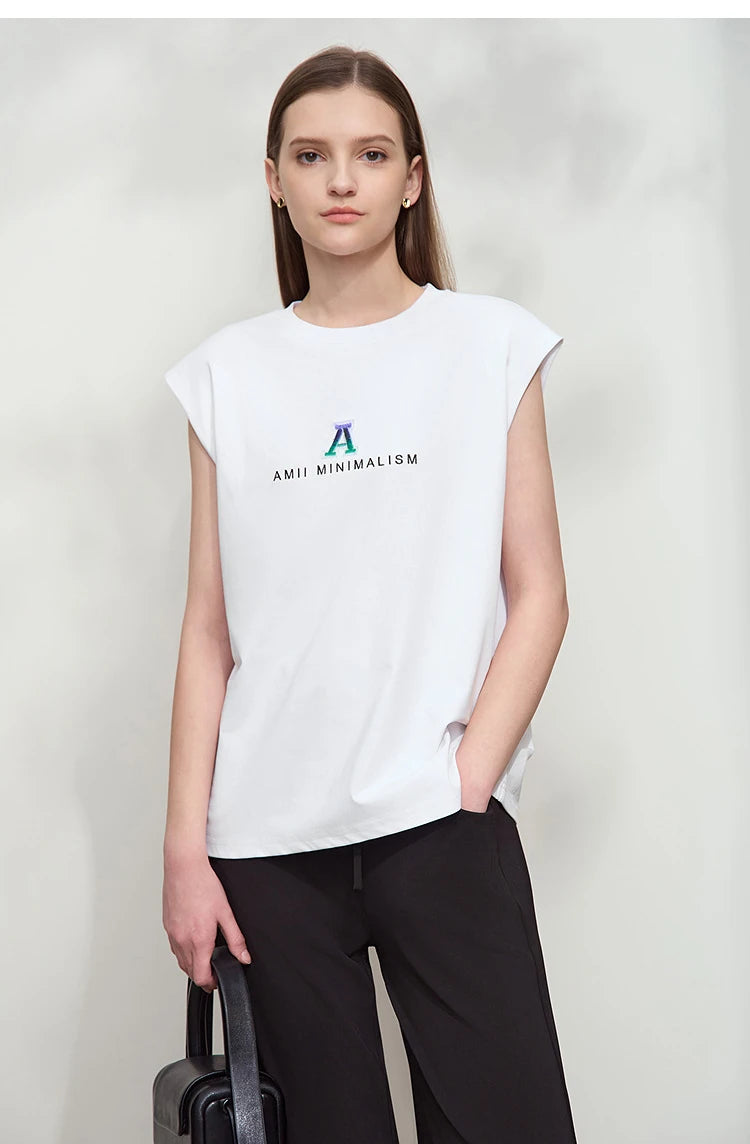 Damen T-Shirt mit Rundhalsausschnitt und besticktem lockeren Design für den Sommer