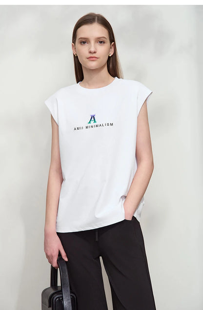 Damen T-Shirt mit Rundhalsausschnitt und besticktem lockeren Design für den Sommer