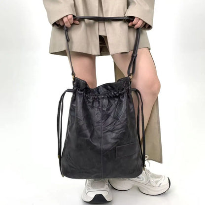 Damen-Top-Handle-Tasche Großes Fassungsvermögen mit Kordelverschluss Innenfächern für Handy Geldbörse