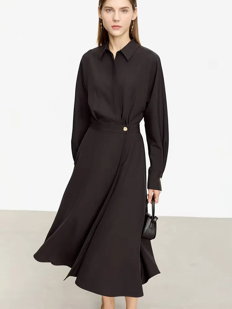 Stilvolles Langarmhemdkleid Mit Bequemer Passform Für Büro