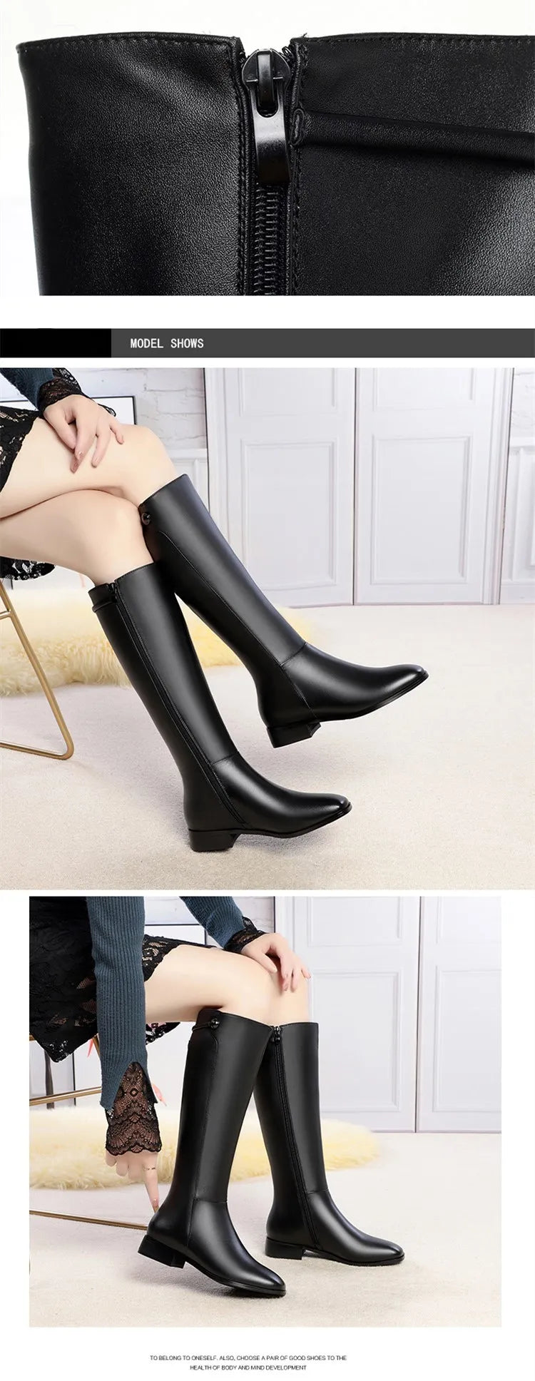 AIYUQI Women Long Boots 2025 New Genuine Leather Short Velvet Women Roman Boots Low Heel Large Size Riding Boots Women