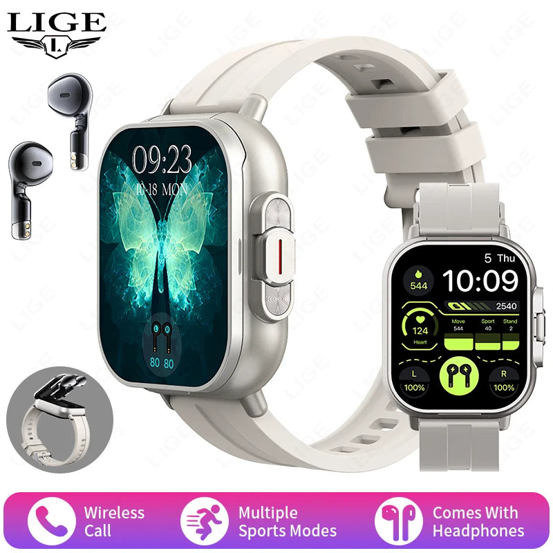 Smartwatch für Männer und Frauen mit TWS Bluetooth Kopfhörern und Herzfrequenzmessung