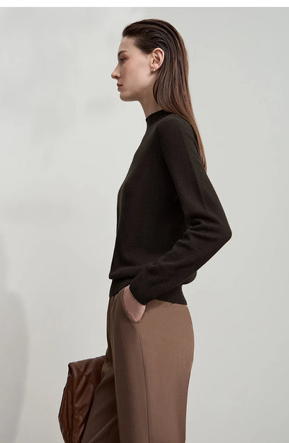 Damen-Rollkragenpullover Wolle-Kaschmir locker Herbst